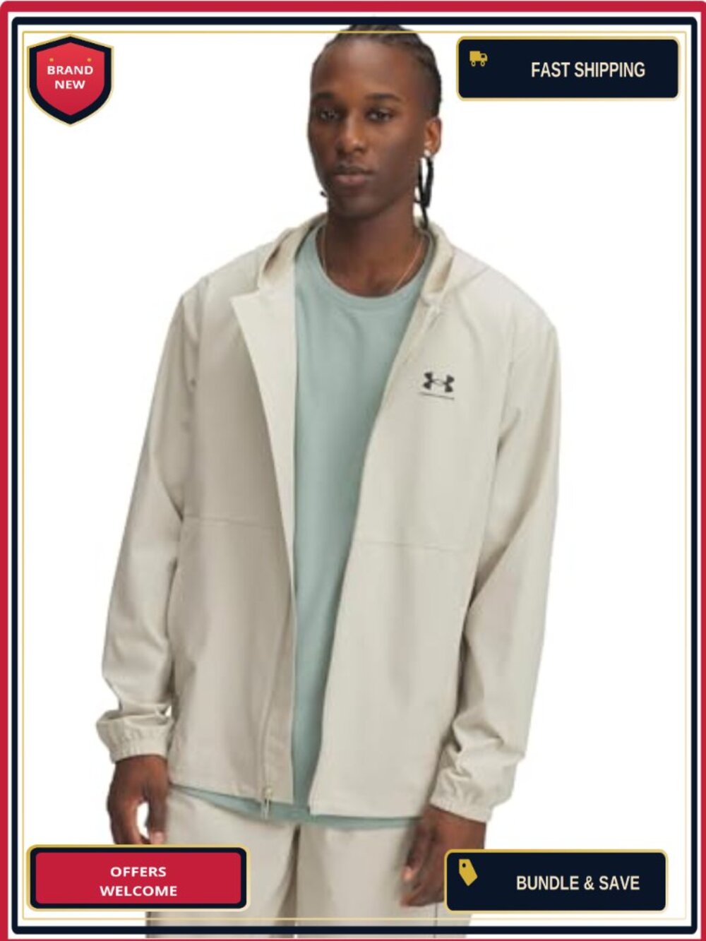 Under Armour Men's Woven Windbreaker Jacket - Lightweight Stretch, Water